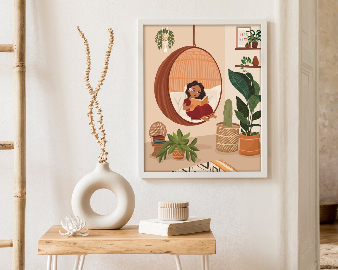 Indian Girl Reading Book, South Asian Art Print - Image 3