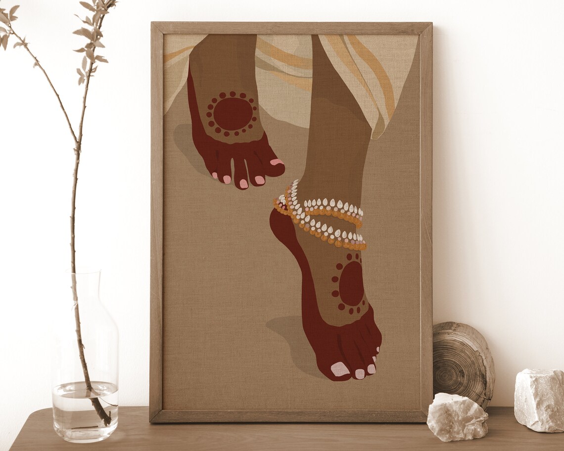 Indian Woman Feet With Kundan Payal, Boho Art Print - Image 2