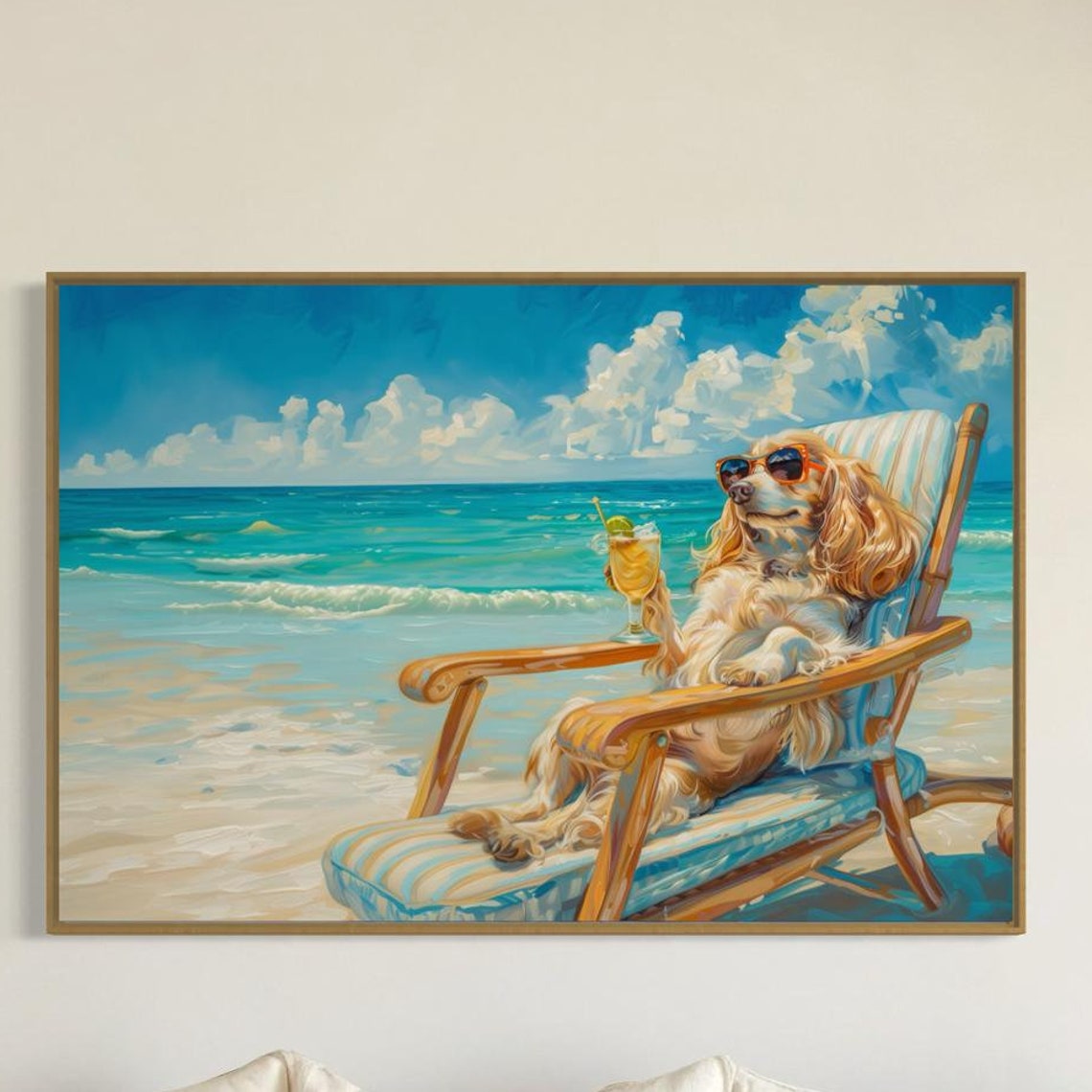 Relaxed Cocker Spaniel Lounging in Beach Chair with Cocktail Poster - Image 5