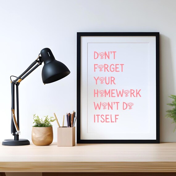 Pink Typography Reminder Quote Poster for Kids Study Room Decor