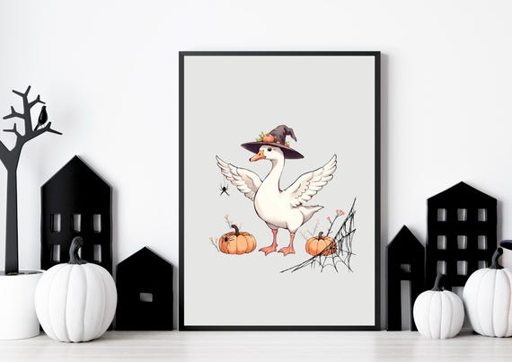 Silly Goose Print Fall Home Decoration Farmhouse Wall Art Halloween Decor Spooky Season Cottage Core Autumn Poster