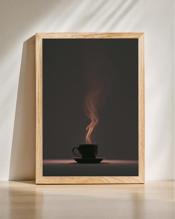 Mystical Coffee Art Lower Photo Minimalist Style Enchanting Cup Print Atmospheric Home Decor