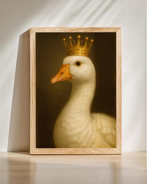 Royal Duck Portrait Goose Wall Art Funny Print Farmhouse Animal Decor Lover Gift