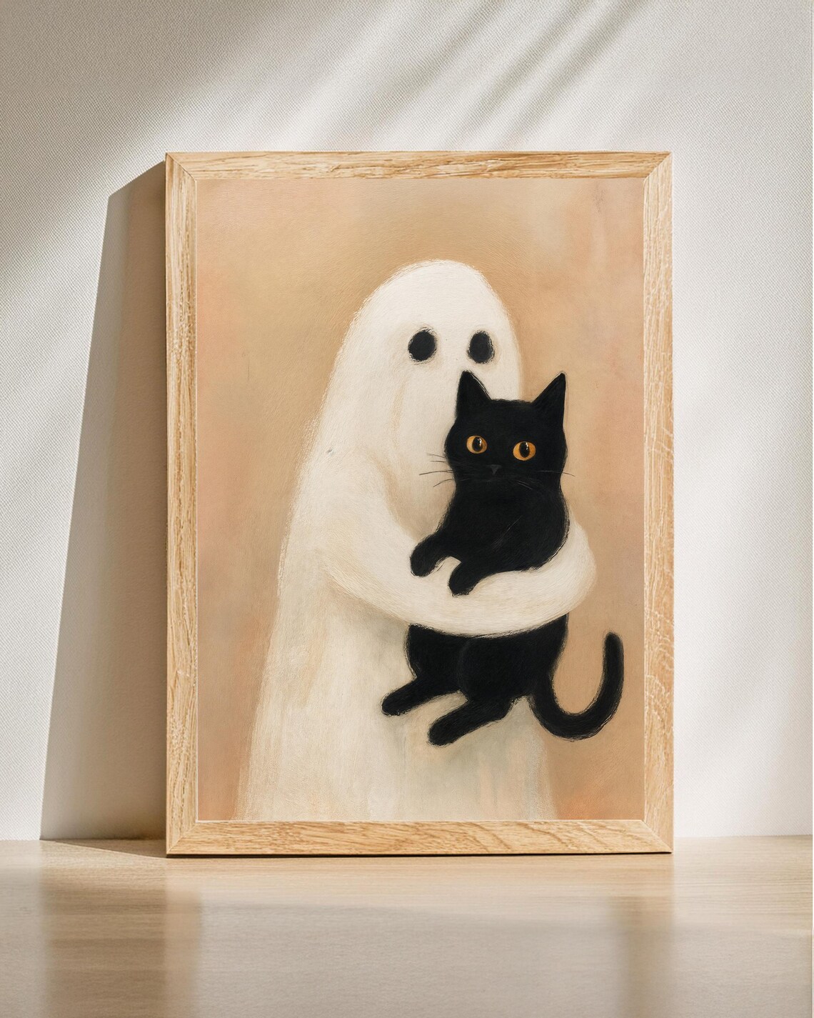 Halloween Cat And Art Black Print Spooky Poster Wall Lover Gift Haunted Home Decor