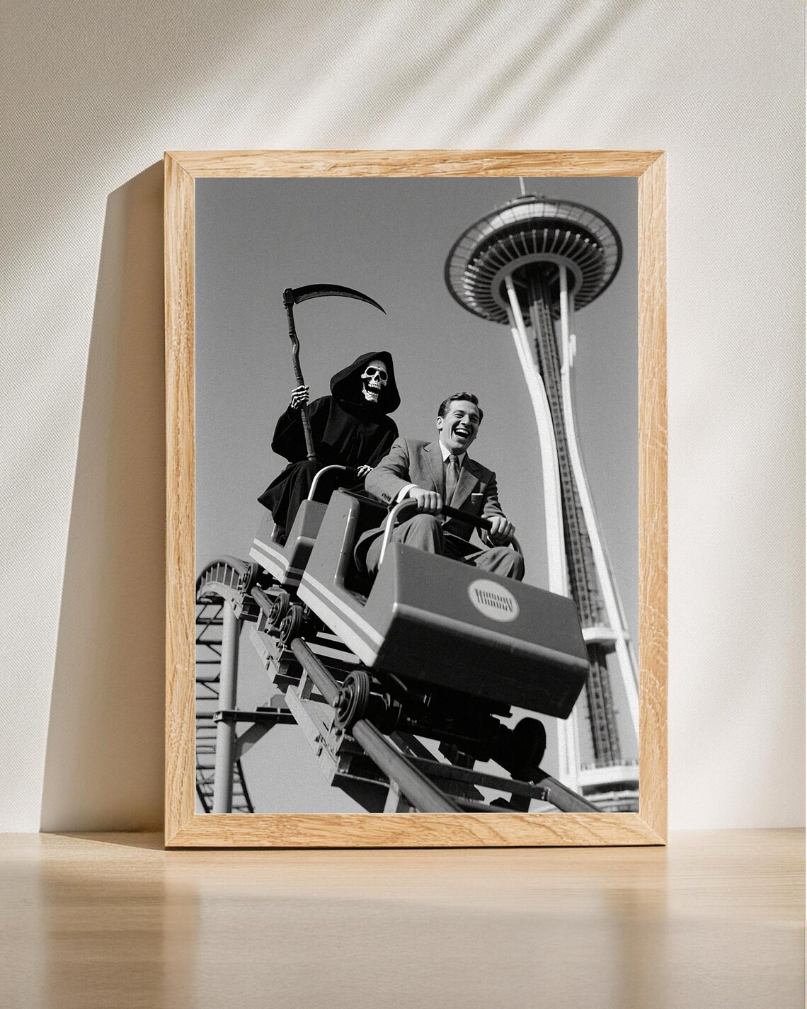Grim Reaper Thrill Ride, Vintage-Style Art Print