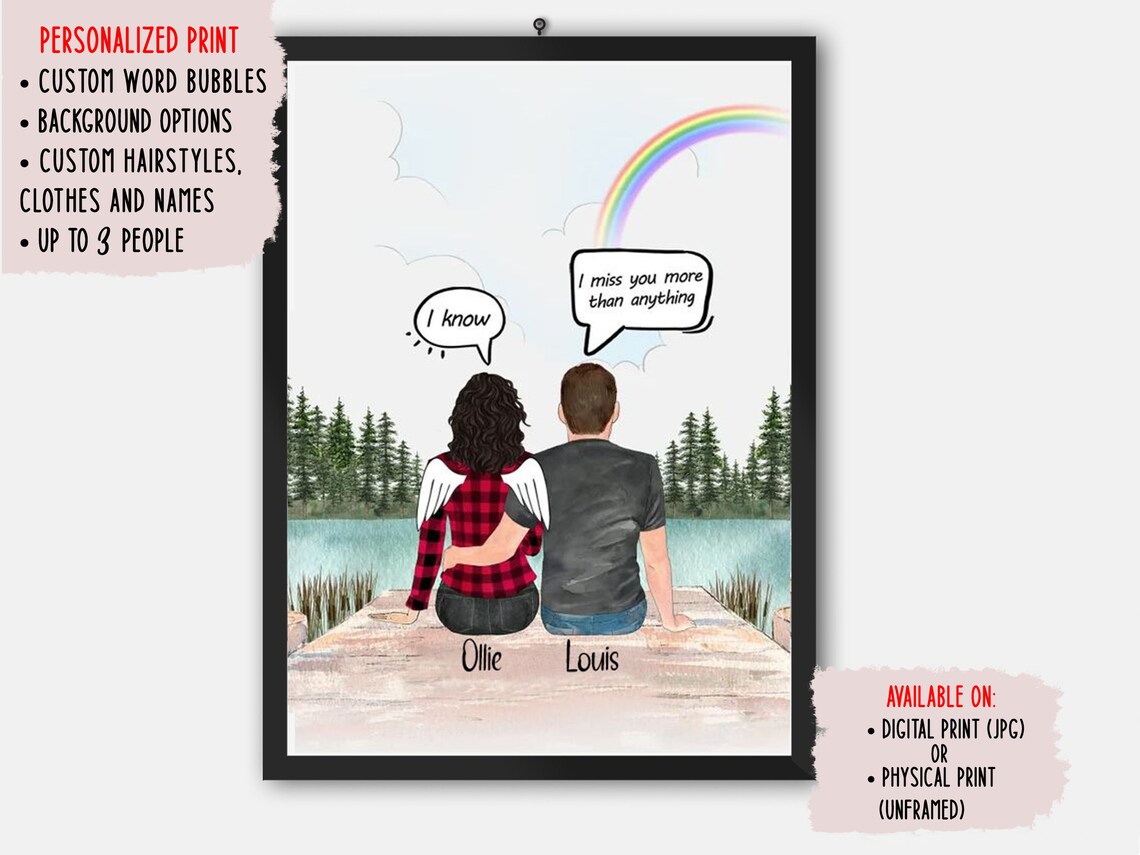 Personalized Memorial Portrait, Bereavement Sympathy Art
