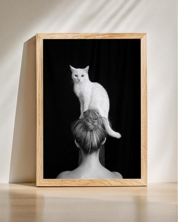 Minimalist Cat Wall Art White Lovers Black And Photography Print Modern Lover Gift Stylish Home Decor