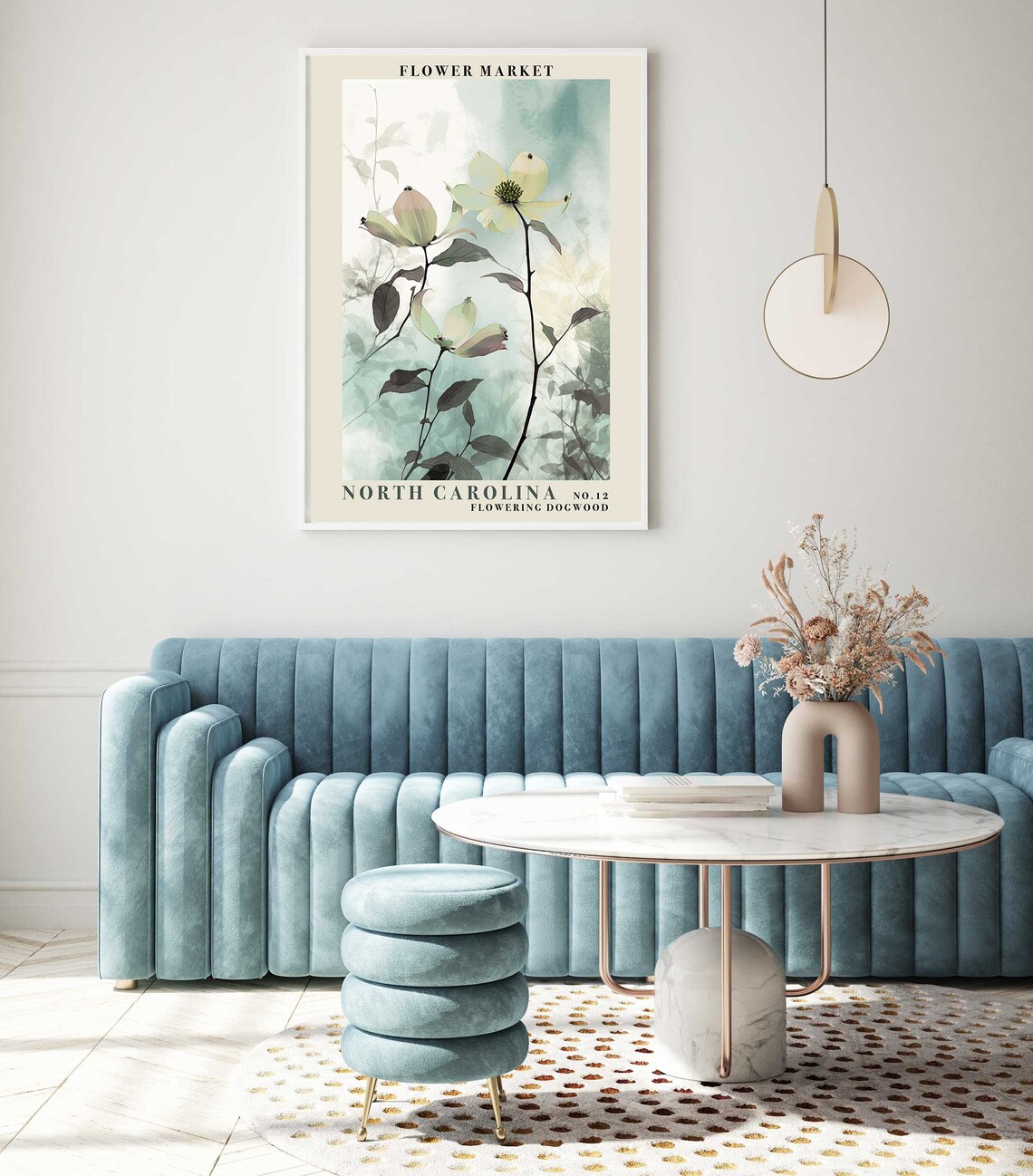 North Carolina Flowering Dogwood Watercolor Spring Botanical Poster - Image 2