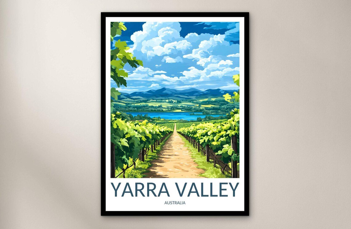 Yarra Valley Australia Sunny Vineyard Path To Blue Lake Poster