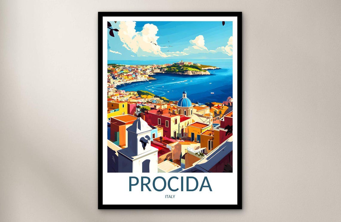 Procida Italy Colorful Island Aerial Coastal View Travel Poster - Image 4