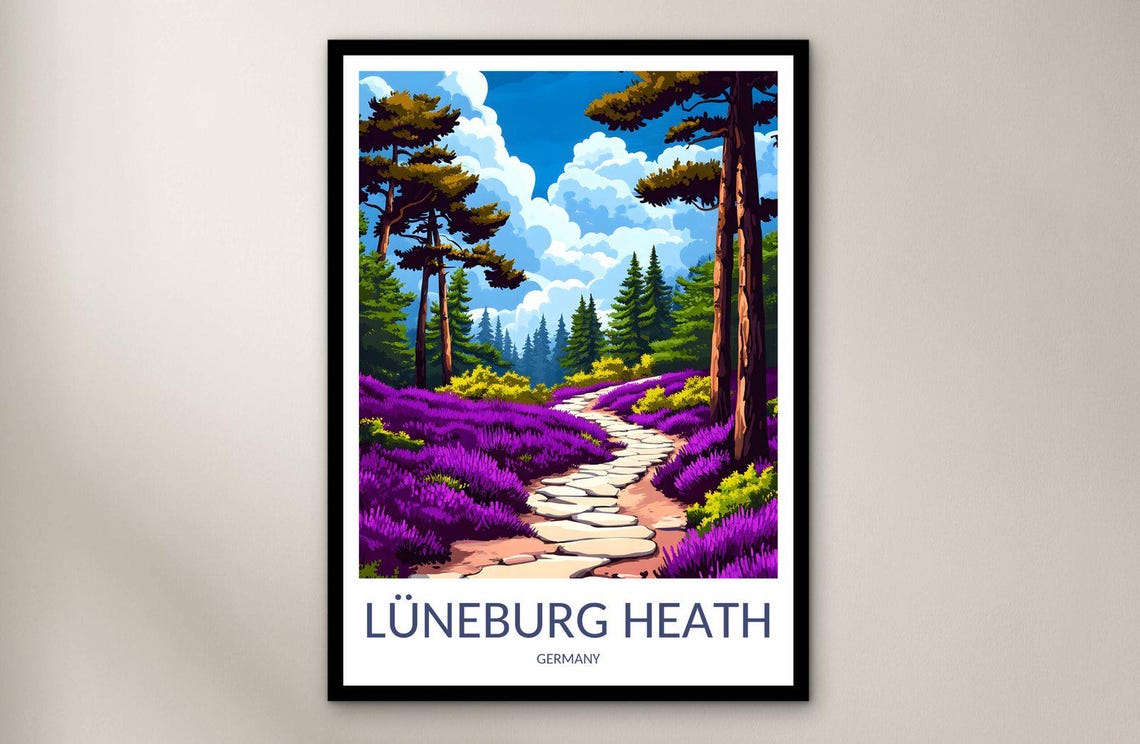 Lüneburg Heath Heather Trail Pine Forest Vintage Travel Poster