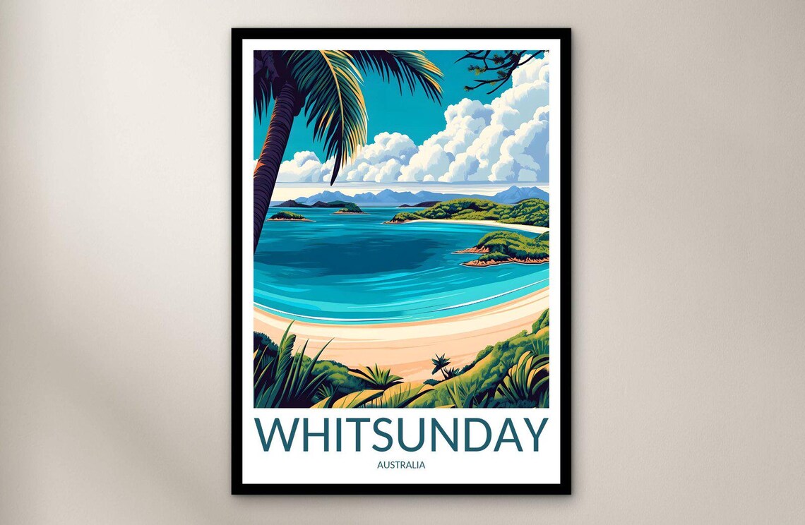 Whitsunday Australia Turquoise Islands and Bay Vintage Travel Poster