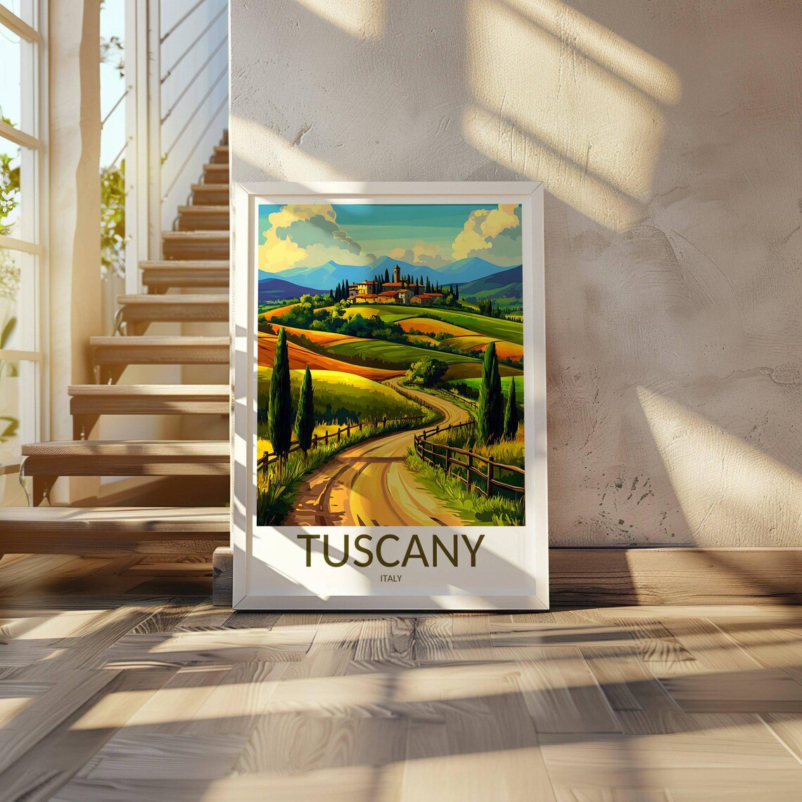 Tuscany Italy Rolling Hills Cypress Road Vintage Travel Poster - Image 3