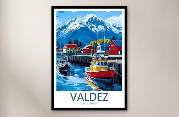 Valdez Travel Poster Wall Art Print United States Home Decor Gift North America Illustration