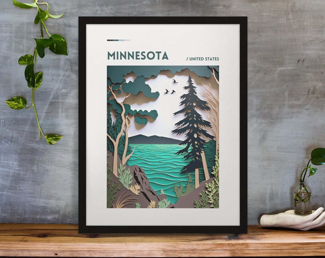 Minnesota Travel Poster, Up North Cabin Art