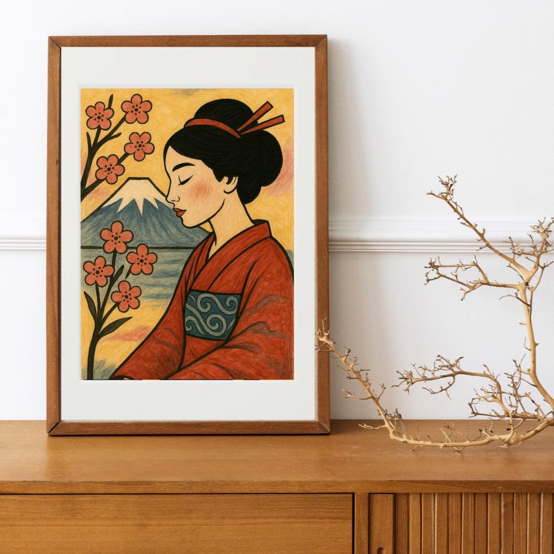 Japanese Fuji Art Print, Traditional Japan Meditation
