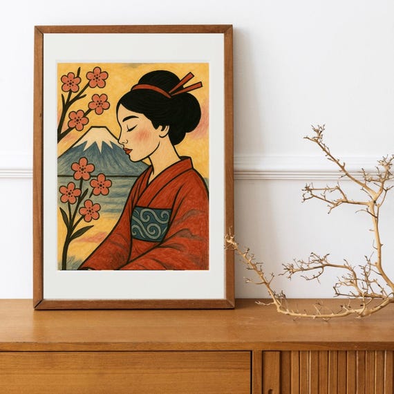 Japanese Fuji Art Print, Traditional Japan Meditation