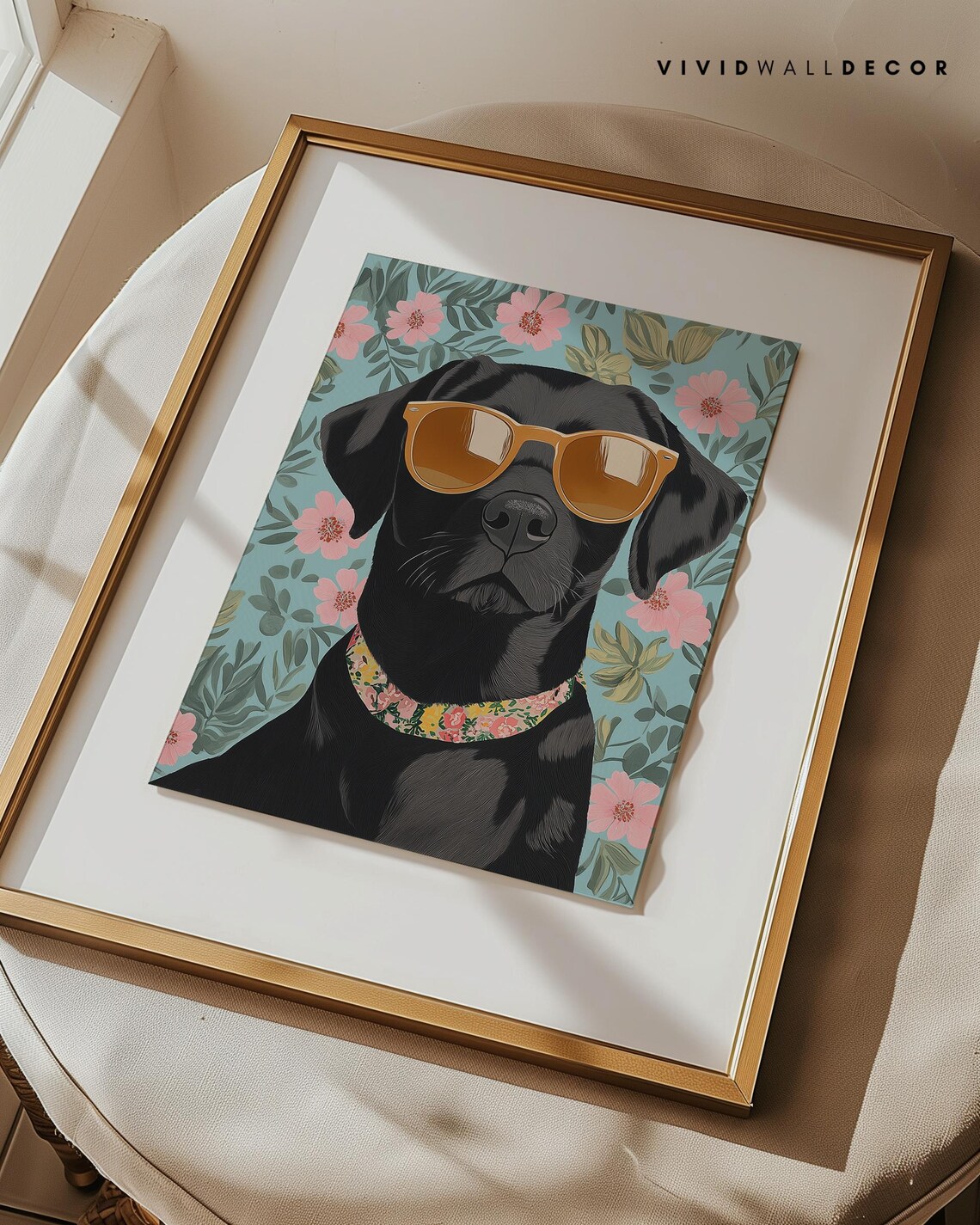 Black Lab Floral Modern Pet Illustration Art Print - Image 3