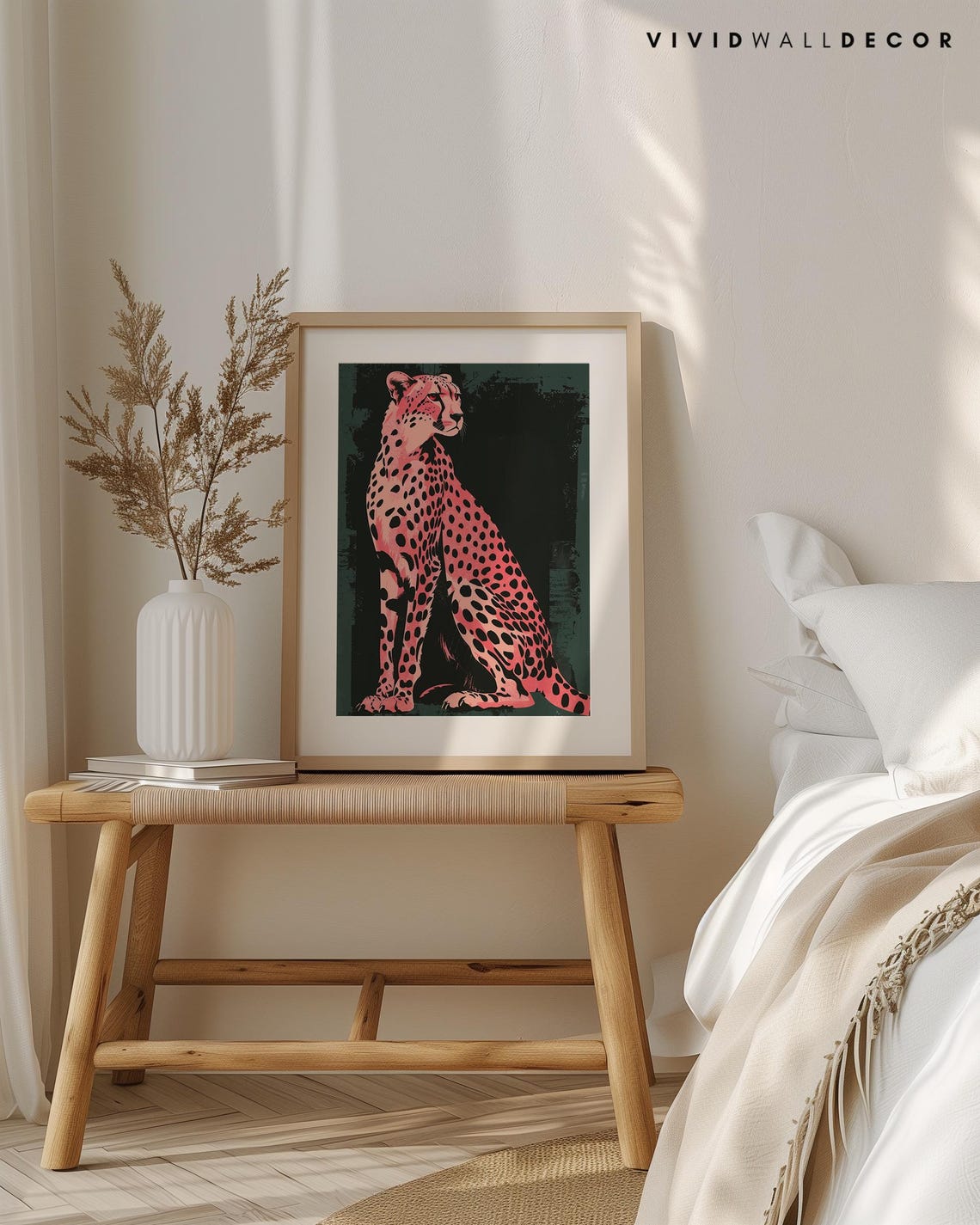 Pink Pop Art Cheetah on Dark Green Background Bold Animal Poster - Image 4