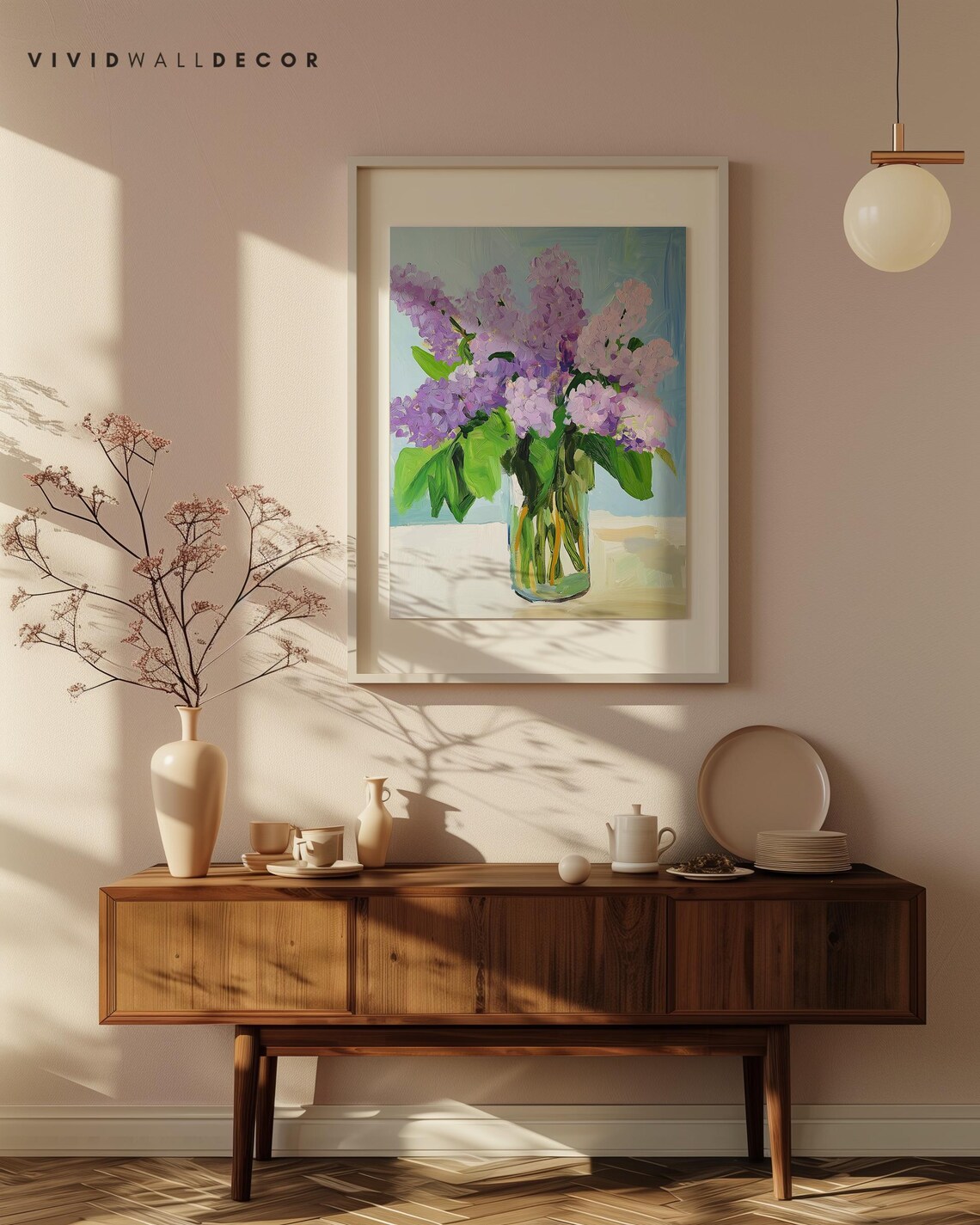 Purple Lilac Bouquet in Glass Jar Soft Spring Floral Art Poster - Image 4
