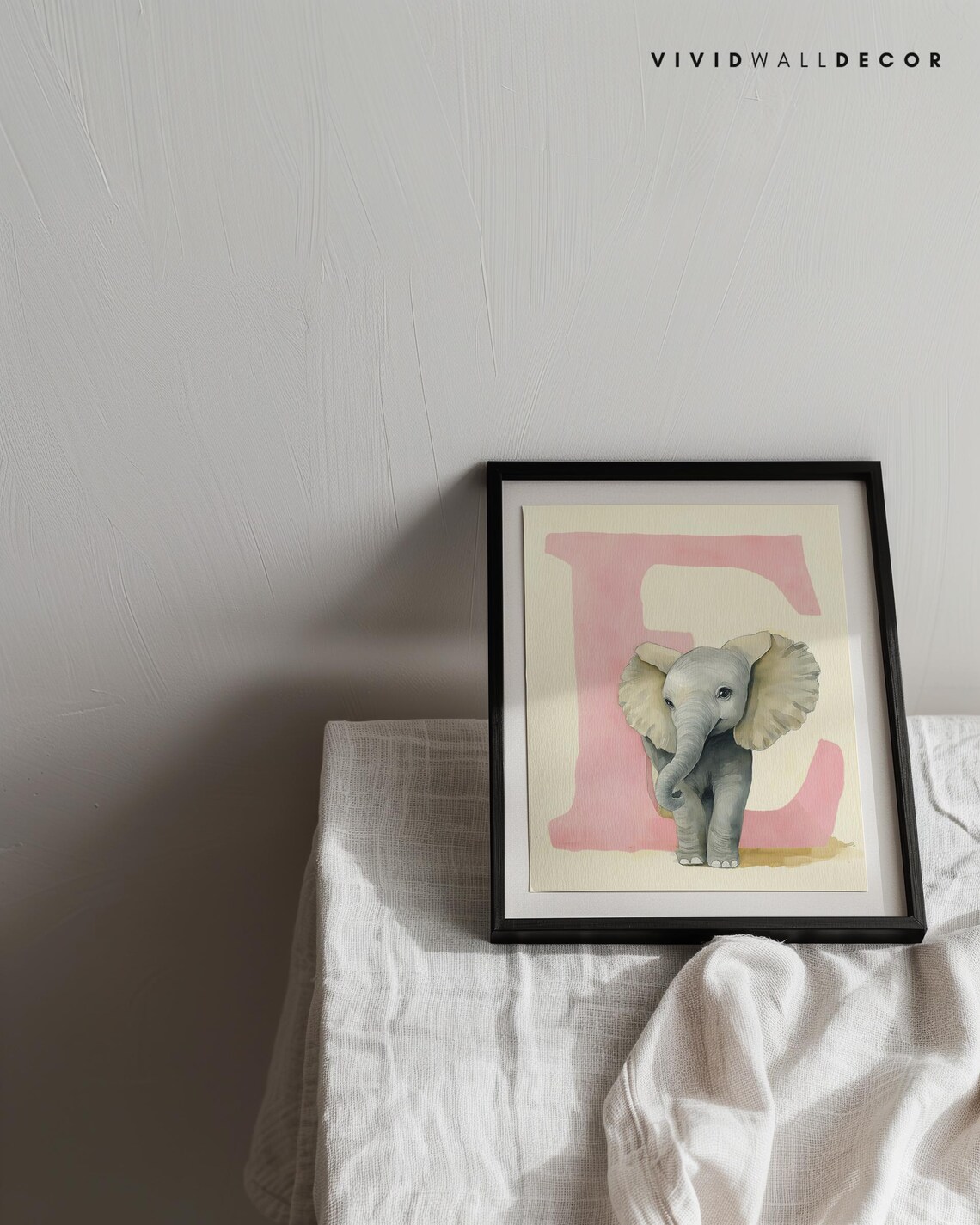 Baby Elephant Letter E Pastel Nursery Art Poster for Kids Room Decor - Image 2