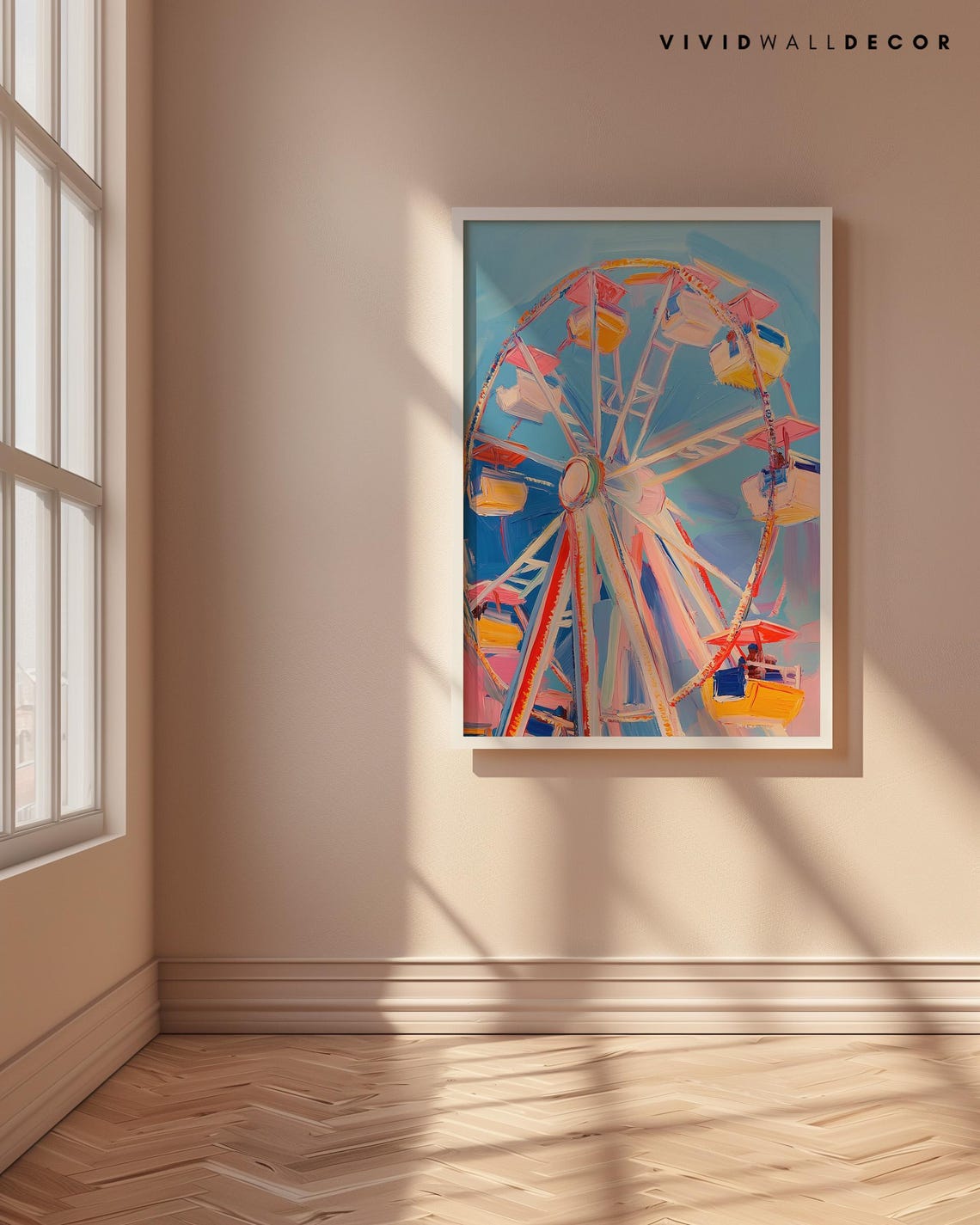 Pastel Ferris Wheel Whimsical Fairground Carnival Art Poster - Image 4