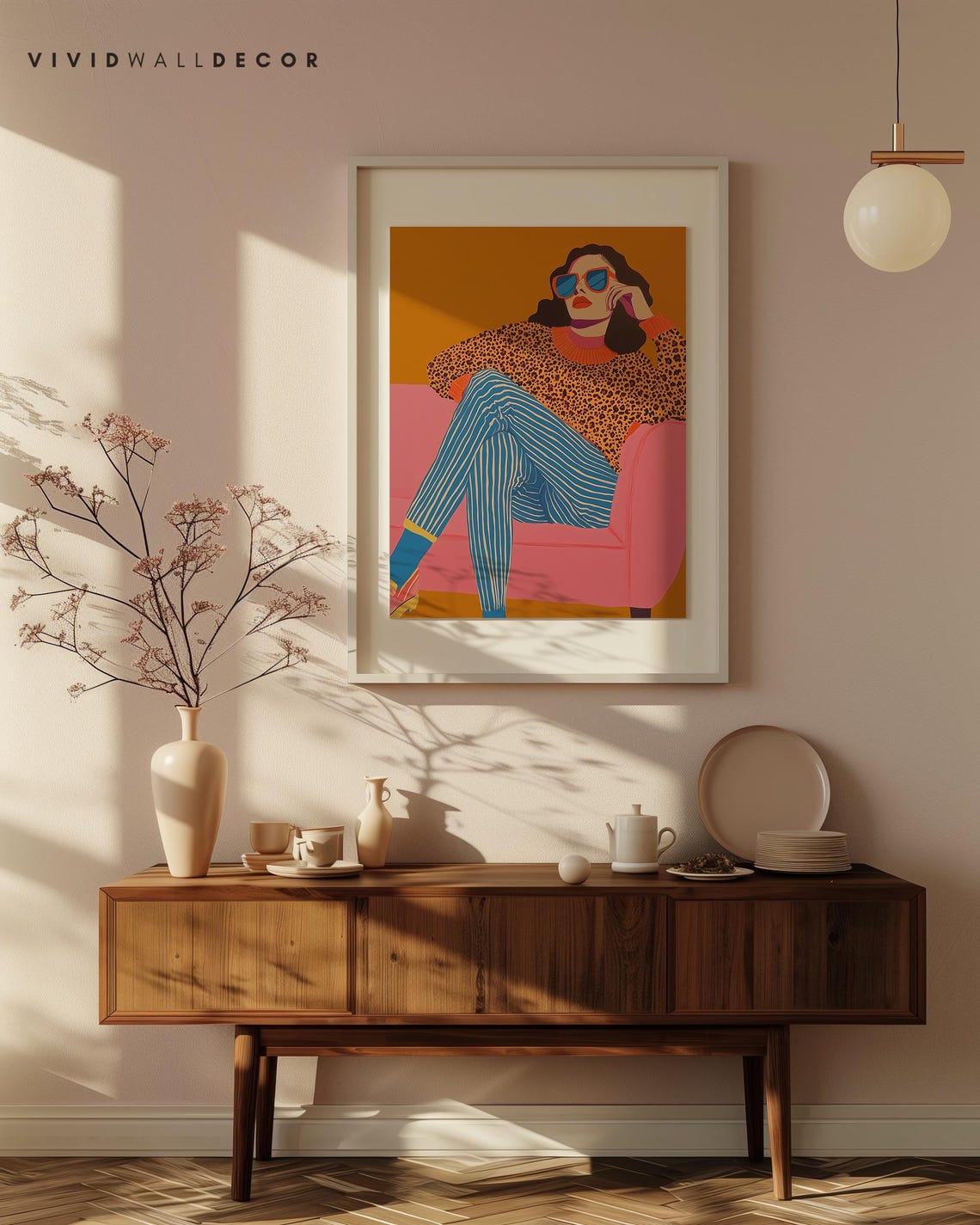 Retro Woman In Leopard Sweater Sunglasses Lounge Glam Poster - Image 4