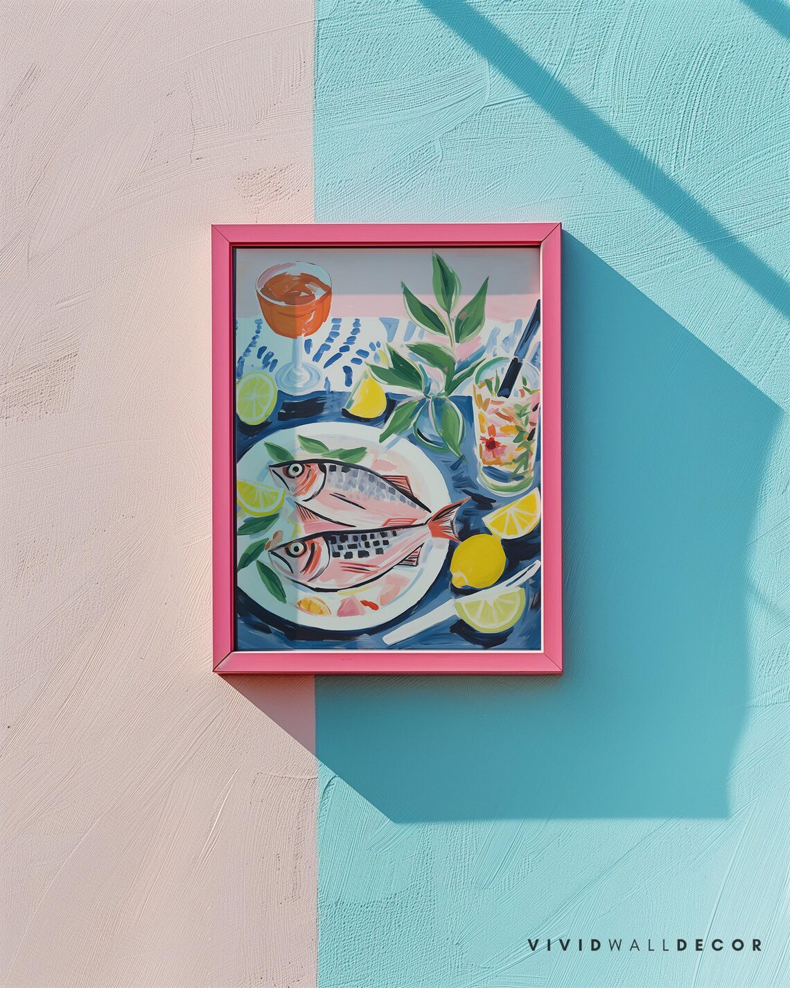 Vibrant Fish And Citrus Decor Kitchen Art Print Coastal Dining Wall Art Colorful Culinary Art Modern Coastal Kitchen Decor Dopamine Decor - Image 2