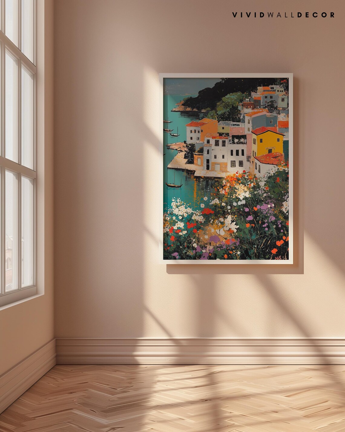 Sunlit Mediterranean Coastal Village Above a Turquoise Harbor Poster - Image 4