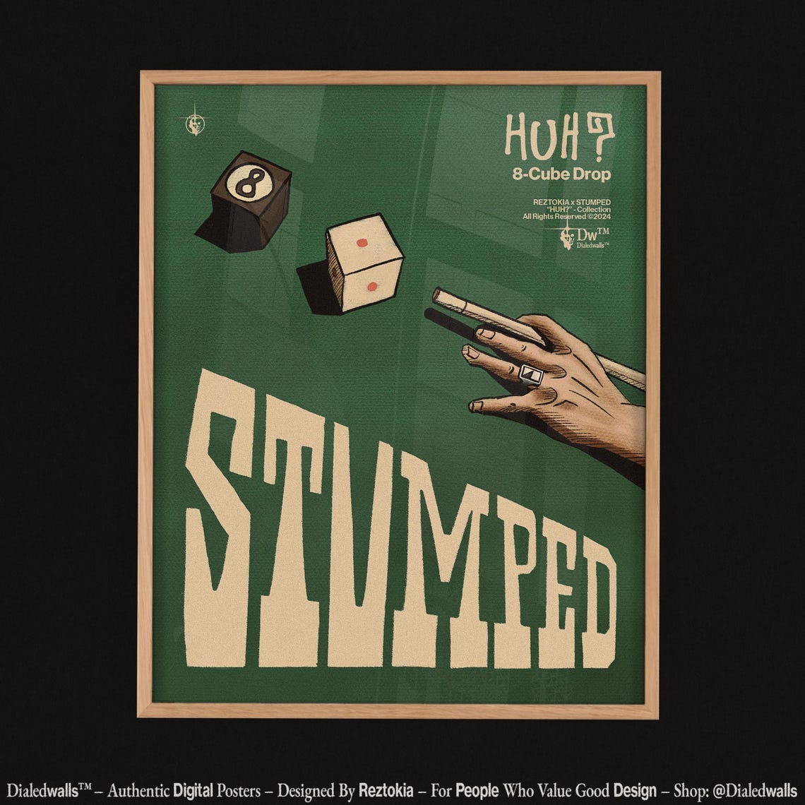 Stumped Green Billiards 8 Ball Dice Vintage Pool Hall Poster - Image 3
