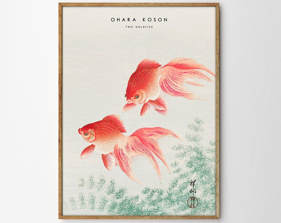 Ohara Koson Two Goldfish Japanese Woodblock Nature Art Poster - Image 4
