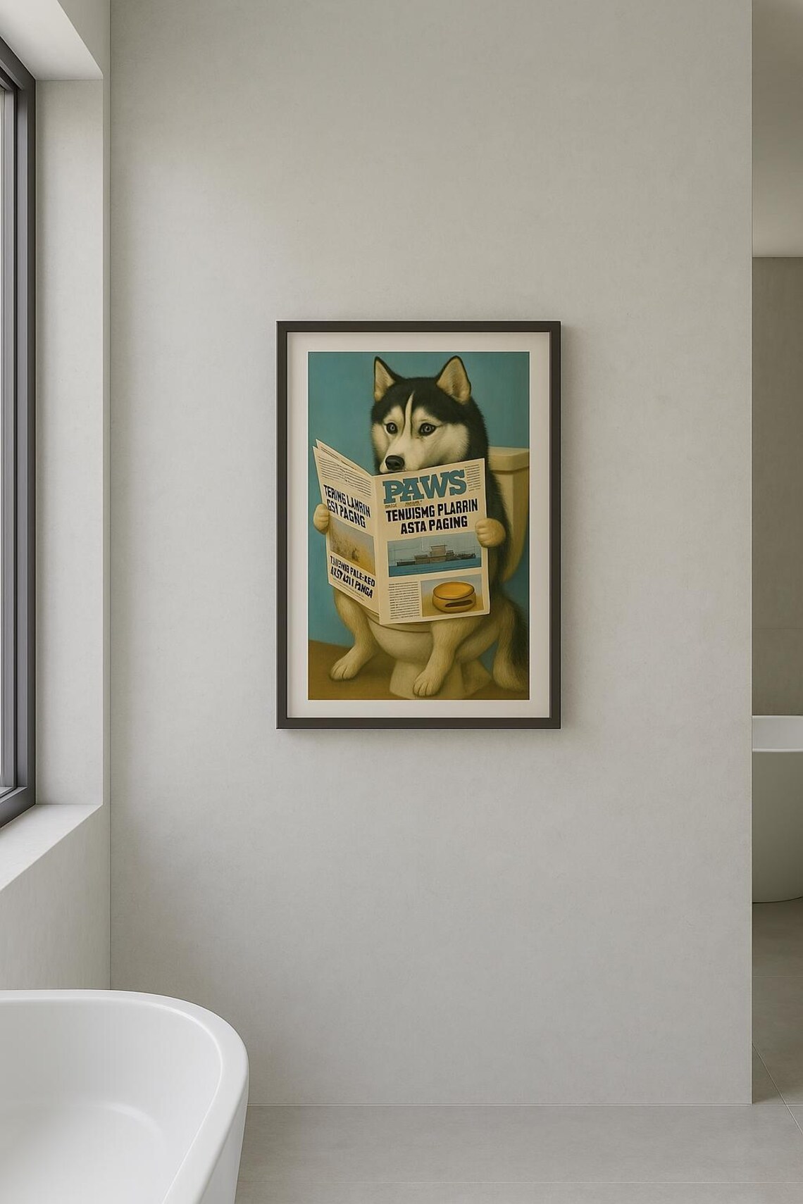 Funny Dog News, Vintage Bathroom Decor Message