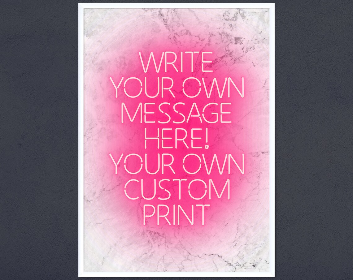 Customisable Pink Neon Personalised Wall Art Print