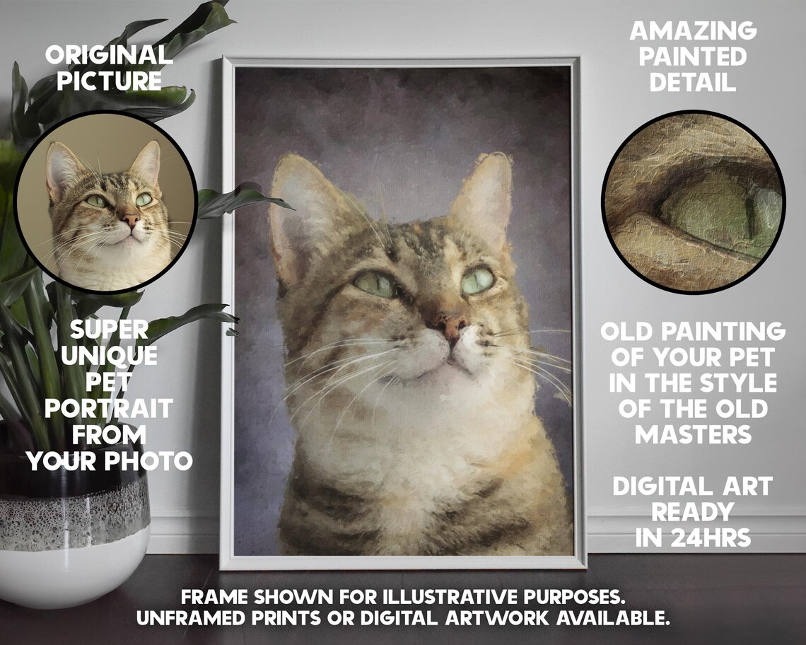 Personalised Pet Portrait Cat Memorial Art Print