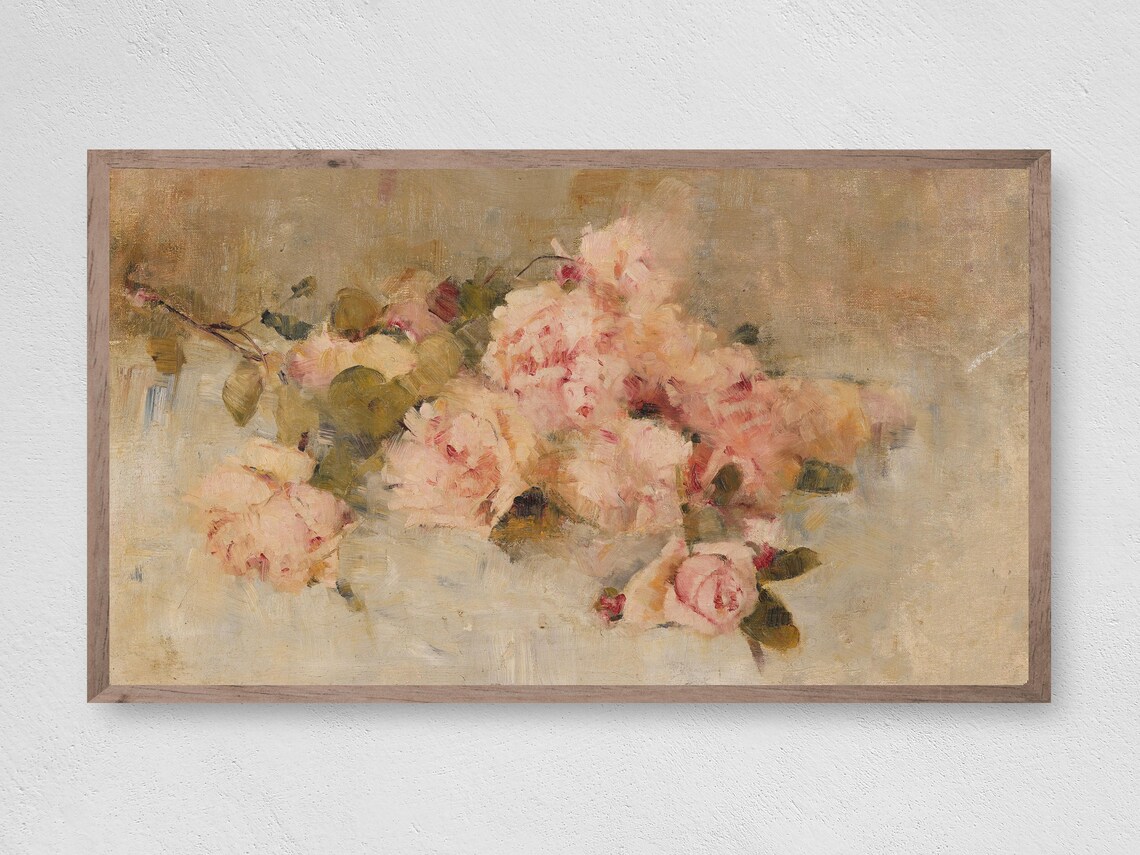 Classic Roses Botanical Art Print for Frame TV