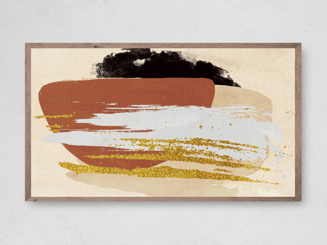 Boho Gold Abstract Modern Art for Frame TV