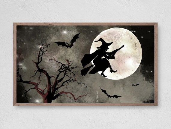 Halloween Spooky Witch Moonlight Art Print