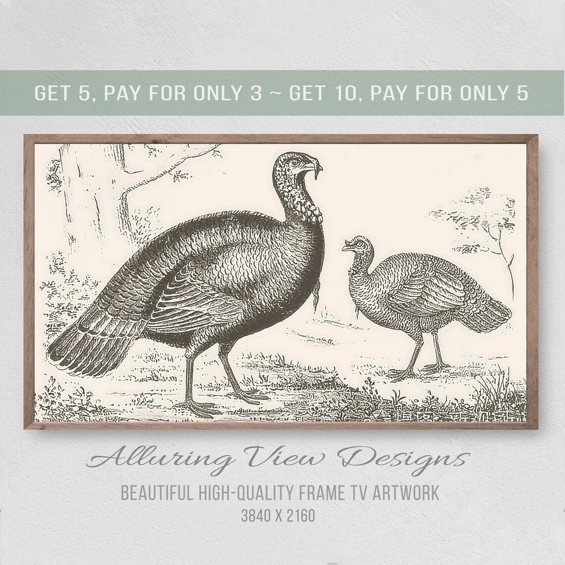 Vintage Turkey Thanksgiving TV Art Print