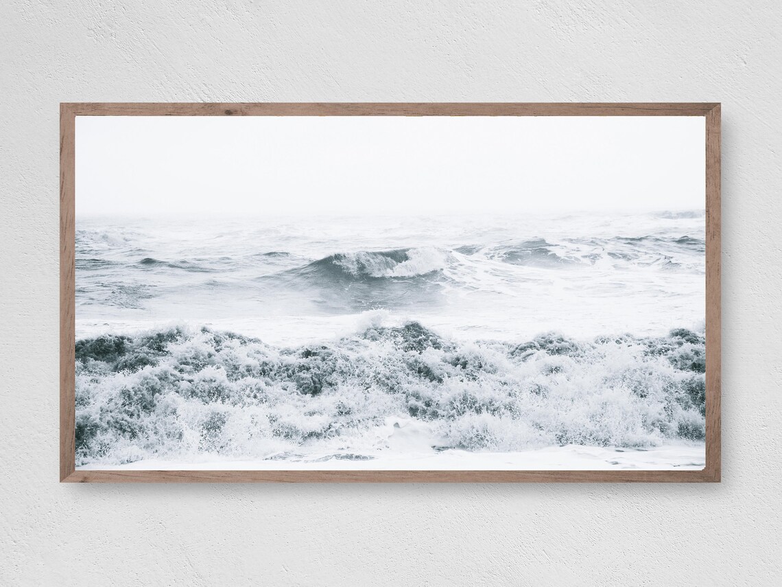 Ocean Waves TV Art, Coastal Nautical Art Print
