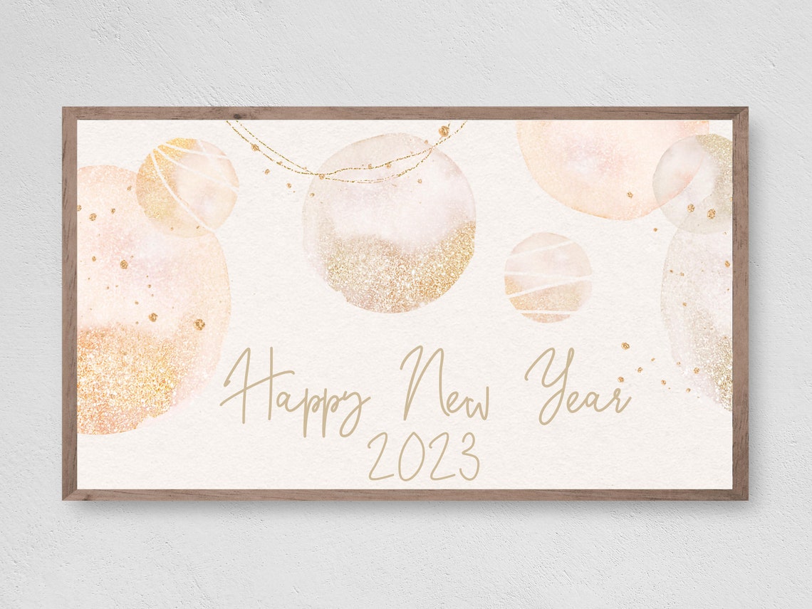 Happy New Year 2023 Blush Gold Watercolor Celebration Art Print