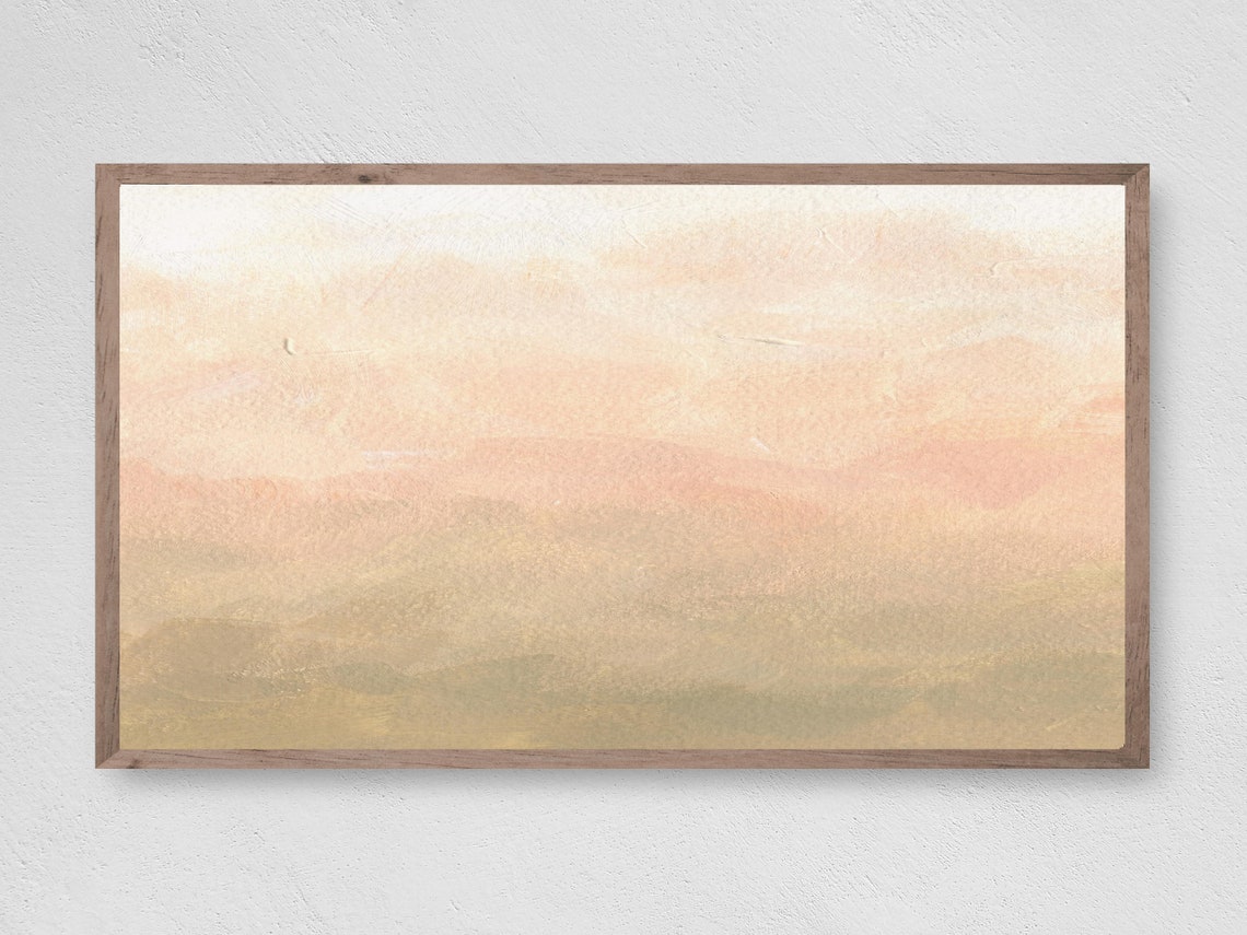 Peach Blush Soft Abstract Mist Calming Minimalist Modern Wall Art