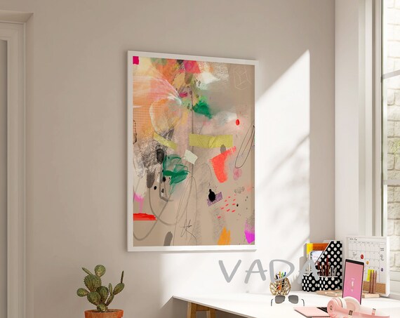 Abstract Modern Beige Multicolored Wall Art Print