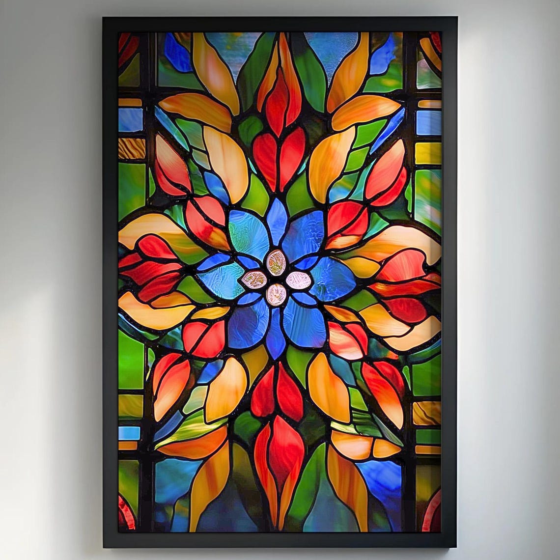 Colorful Mandala Art Print Stained Glass Style Framedunframed Canvas Or Poster 254