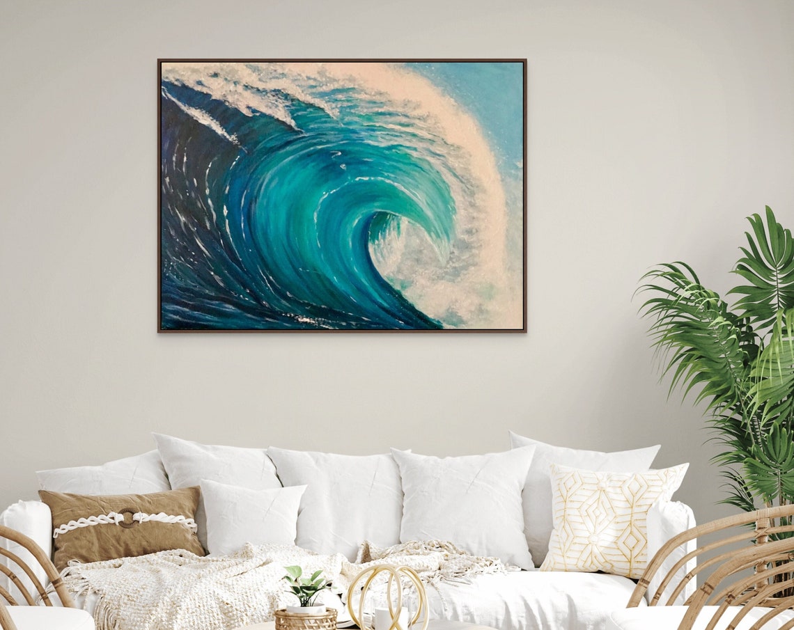 Ocean Wave Curl Barrel Turquoise Surf Water Swirl Coastal Poster - Image 3