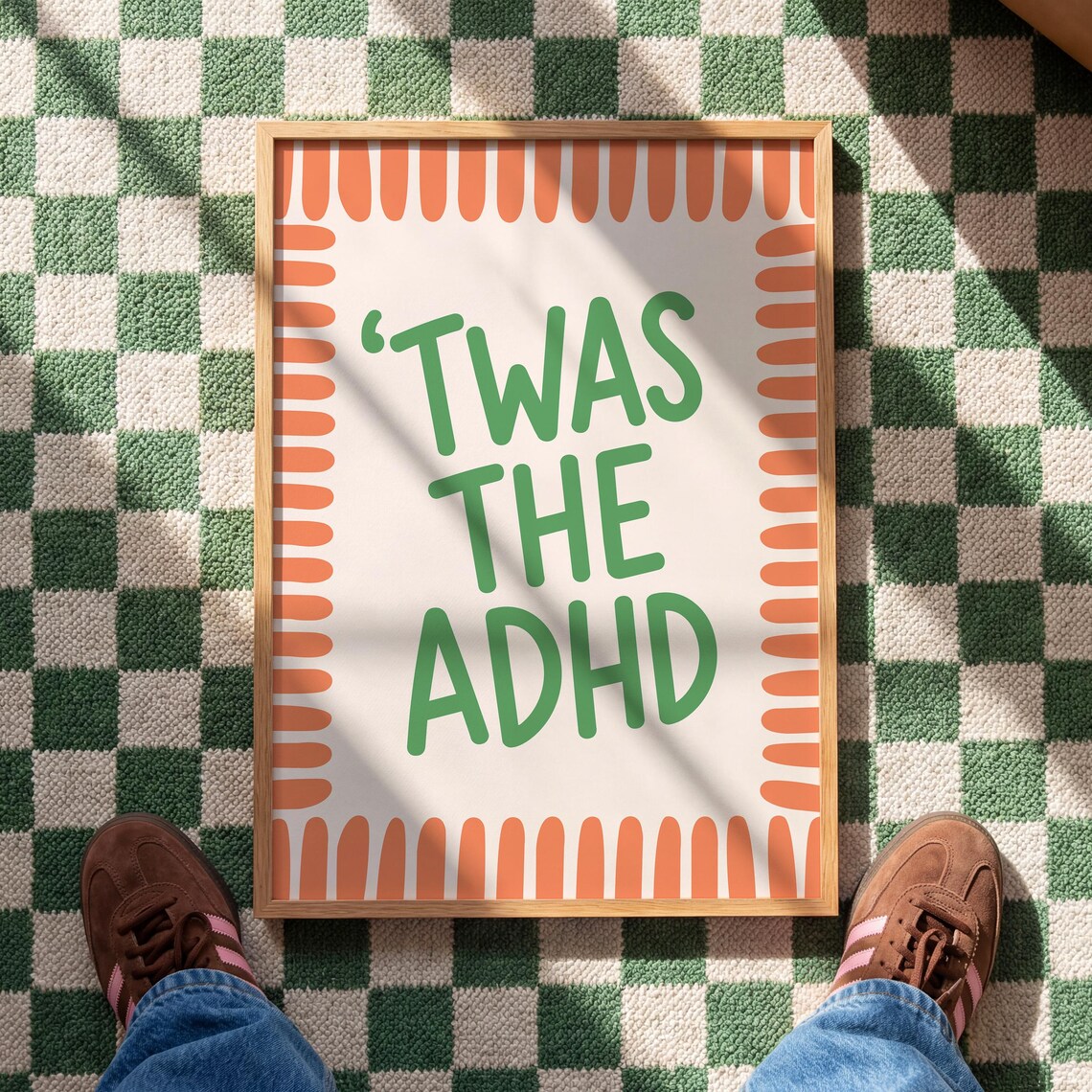 Twas the ADHD Funny Playful Cheeky Mental Health Orange Border Poster