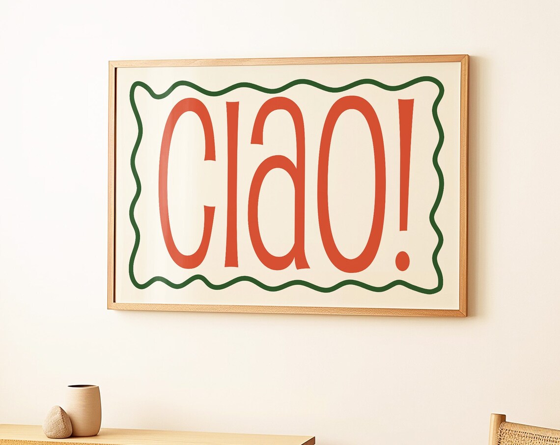 Ciao Big Bold Red Retro Typography Italian Greeting Art Poster
