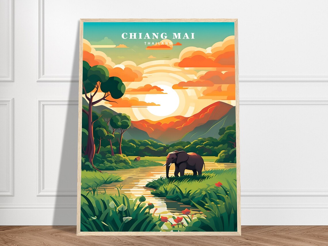 Chiang Mai Elephant Nature Park Travel Poster