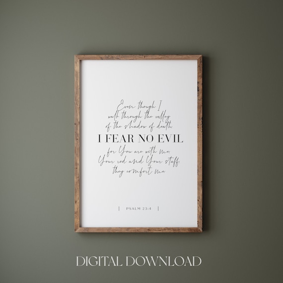 Psalm 23:4 I Fear No Evil Valley Scripture Faith Comfort Poster