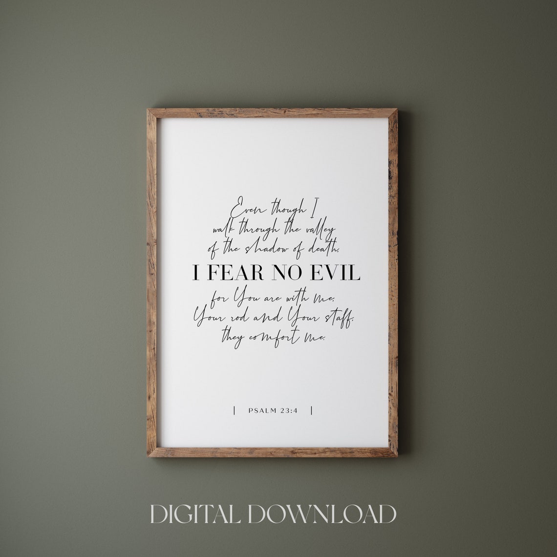 Psalm 23:4 I Fear No Evil Valley Scripture Faith Comfort Poster