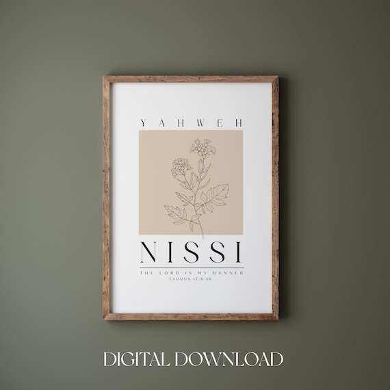 Yahweh Nissi The Lord Is My Banner Exodus 17 Boho Line Art Poster